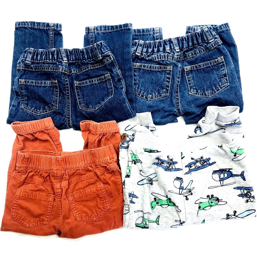 Toddler Jeans Pants 18 Month Lot of 4 Carters Cat & Jack Topomini Denim Airplane